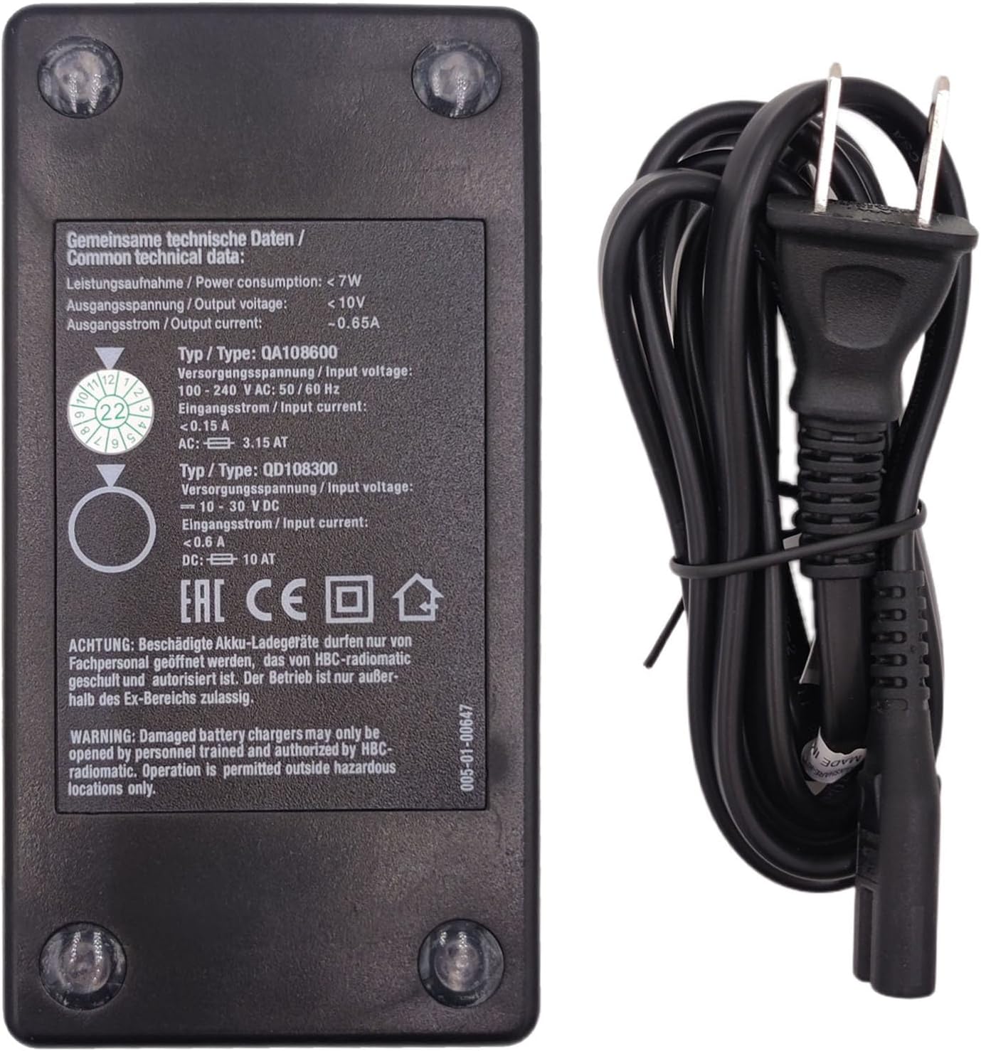 120V D-74564 Battery Charger for 3.6V 2100mAh BA223030 BA223000 HBC Remote Control Rechargeable Battery, AC 100V ~ 240V QA108600 Charger