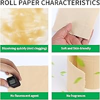 Vista 5 de Papel higiénico de bambú, 4 capas, 18 rollos, 200 hojas por rollo, total de 3600 hojas, sin blanquear, sostenible y sin árboles, suave, fuerte