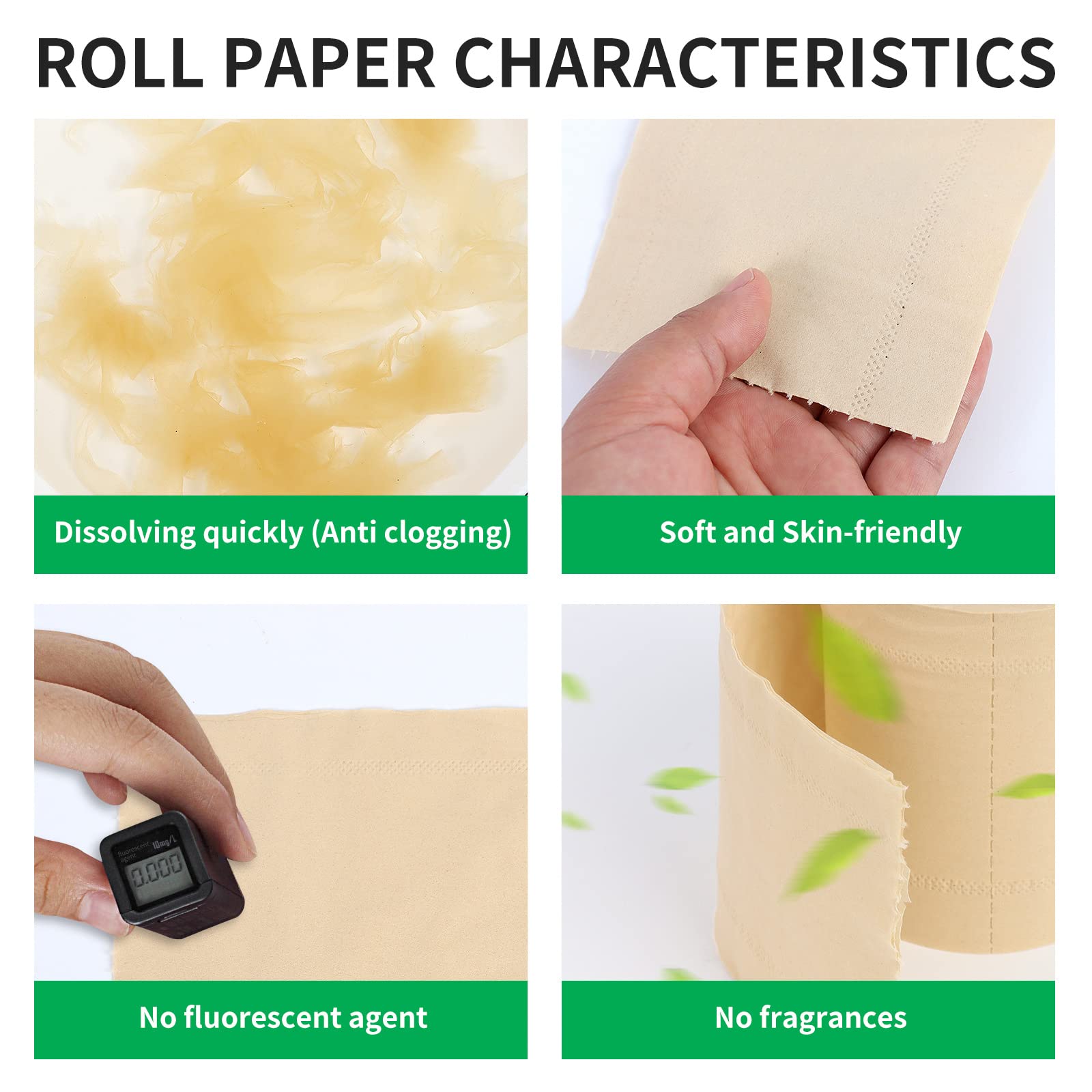 Naturalny papier toaletowy bambusowy, 4-warstwowy, 18 rolek