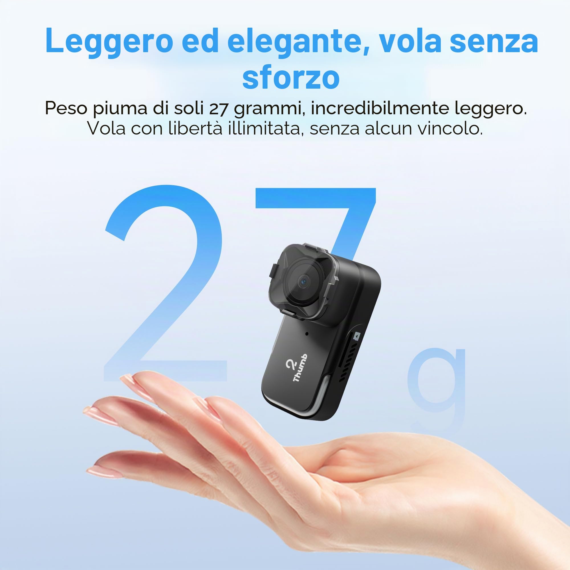 RunCam Thumb 2 FPV Mini Action Camera 4K60FPS 27 g Registrazione Remota con Stabilizzazione Gyroflow Filtro ND per drone FPV Cinewhoop Aereo RC Auto (Pollice 2 + Filtro ND)