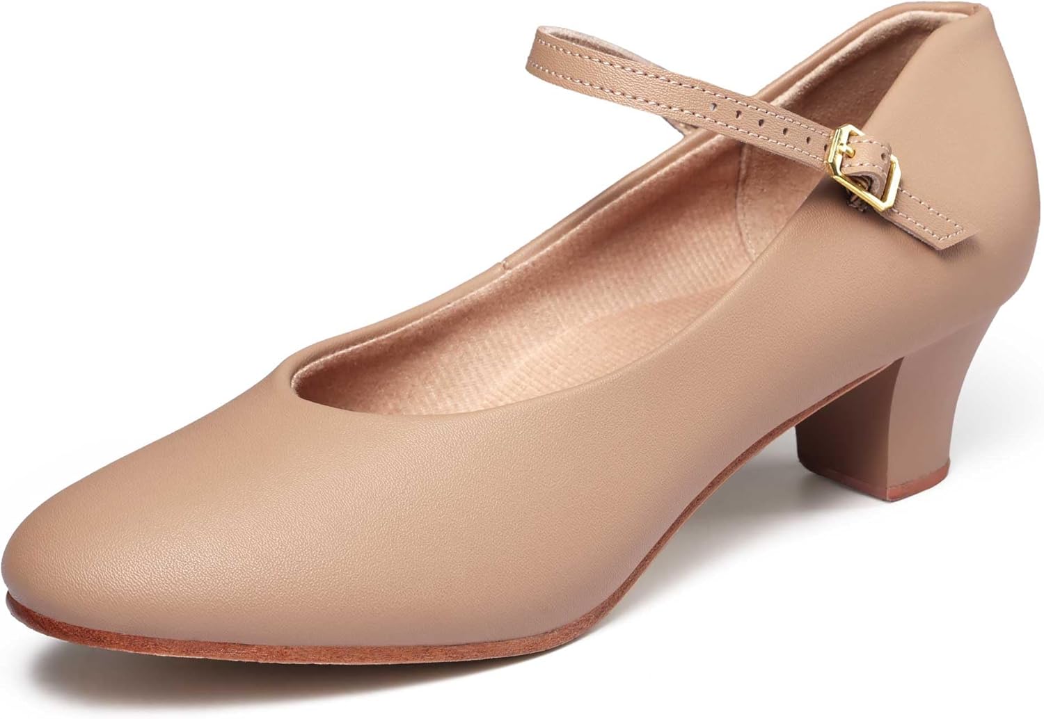 Linodes PU Leather Ankle Strap Character Shoe 1.55'' Dance Shoes for Women-UPD