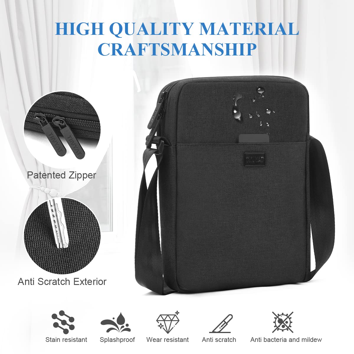 flintronic Męska torba na ramię, wodoodporna torba kurierska z regulowanym paskiem, lekka torba robocza z wieloma kieszeniami, torba crossbody, do pracy, na zakupy, do szkoły, podróży, codziennego