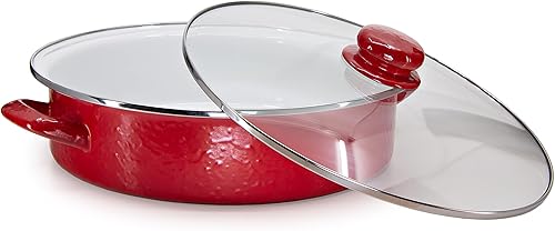 Miniatura 2 de Golden Rabbit Esmalte - Patrón rojo sólido - Sartén para saltear de 5 cuartos