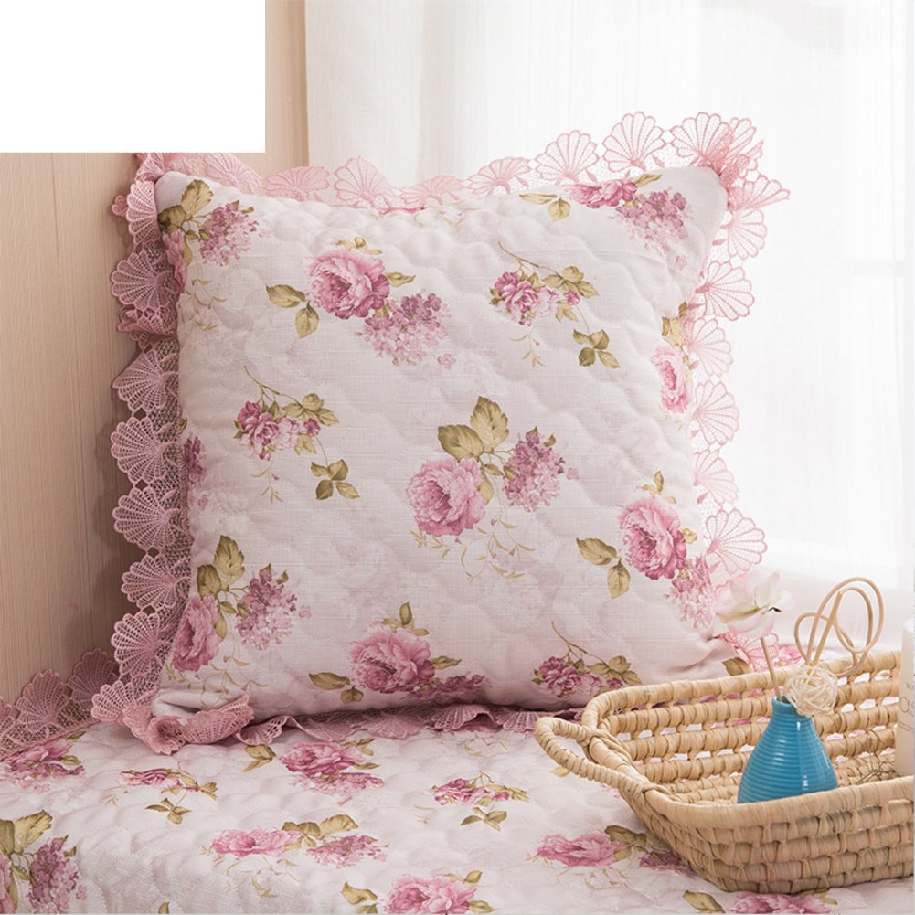 Oreiller style pastoral haut de gamme en lin imprimé 45x45cm