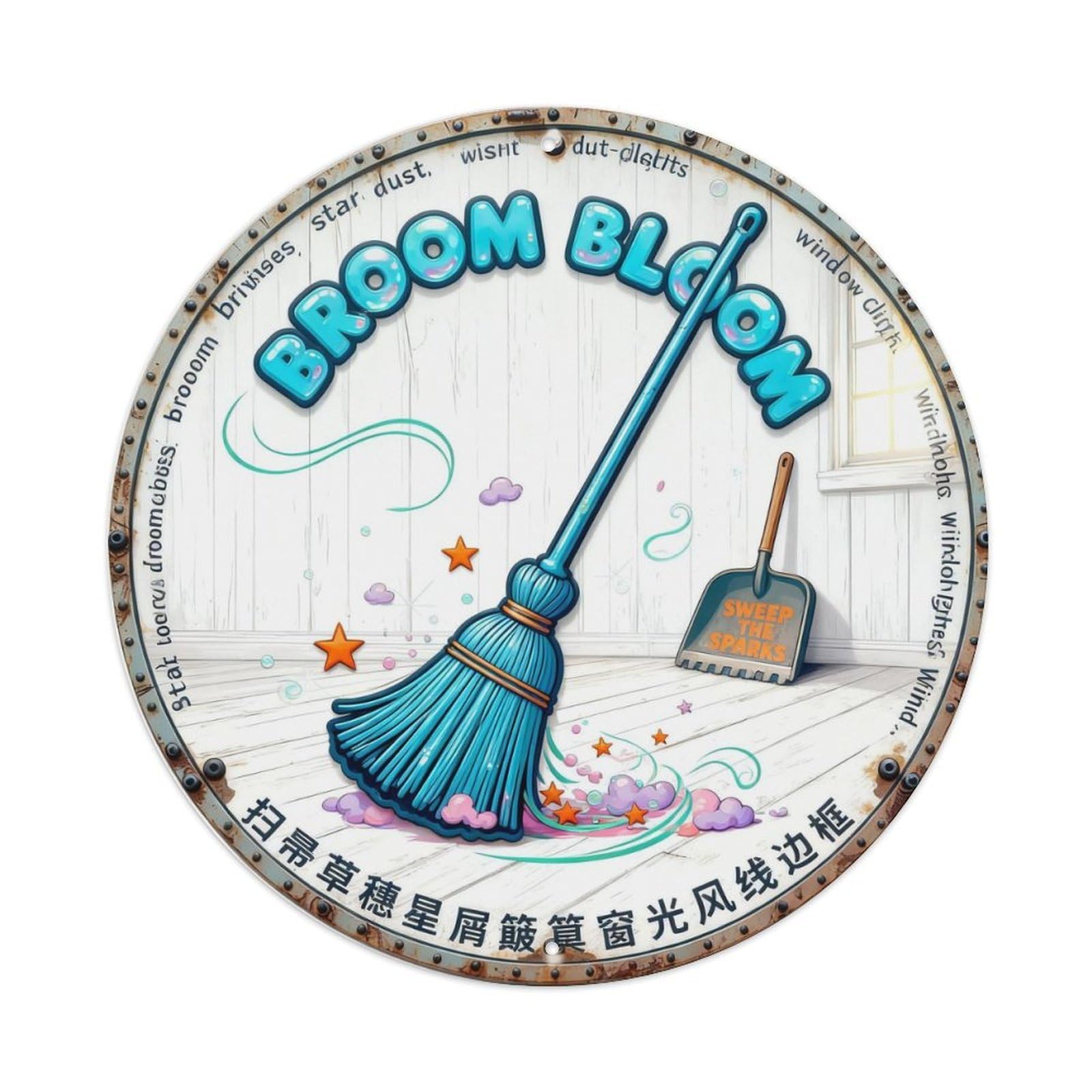 Broom Bloom Sign Metal Tin Sign Plaque