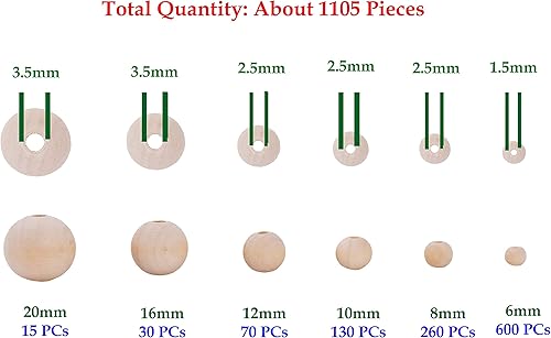 Miniatura 7 de Mandala Crafts Kit de macramé para colgar en la pared con cordón de macramé, anillos de madera natural y cuentas de madera cruda (3 artículos)