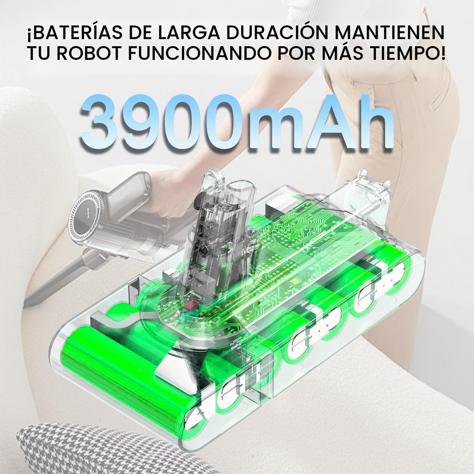 Batería Mejorada V11 SV14 de 25,2 V y 3900 mAh, Compatible con aspiradora inalámbrica Dyson V11 (de Rosca) SV14 Absolute Complete Fluffy con Funda (no Compatible con Modelos con botón)