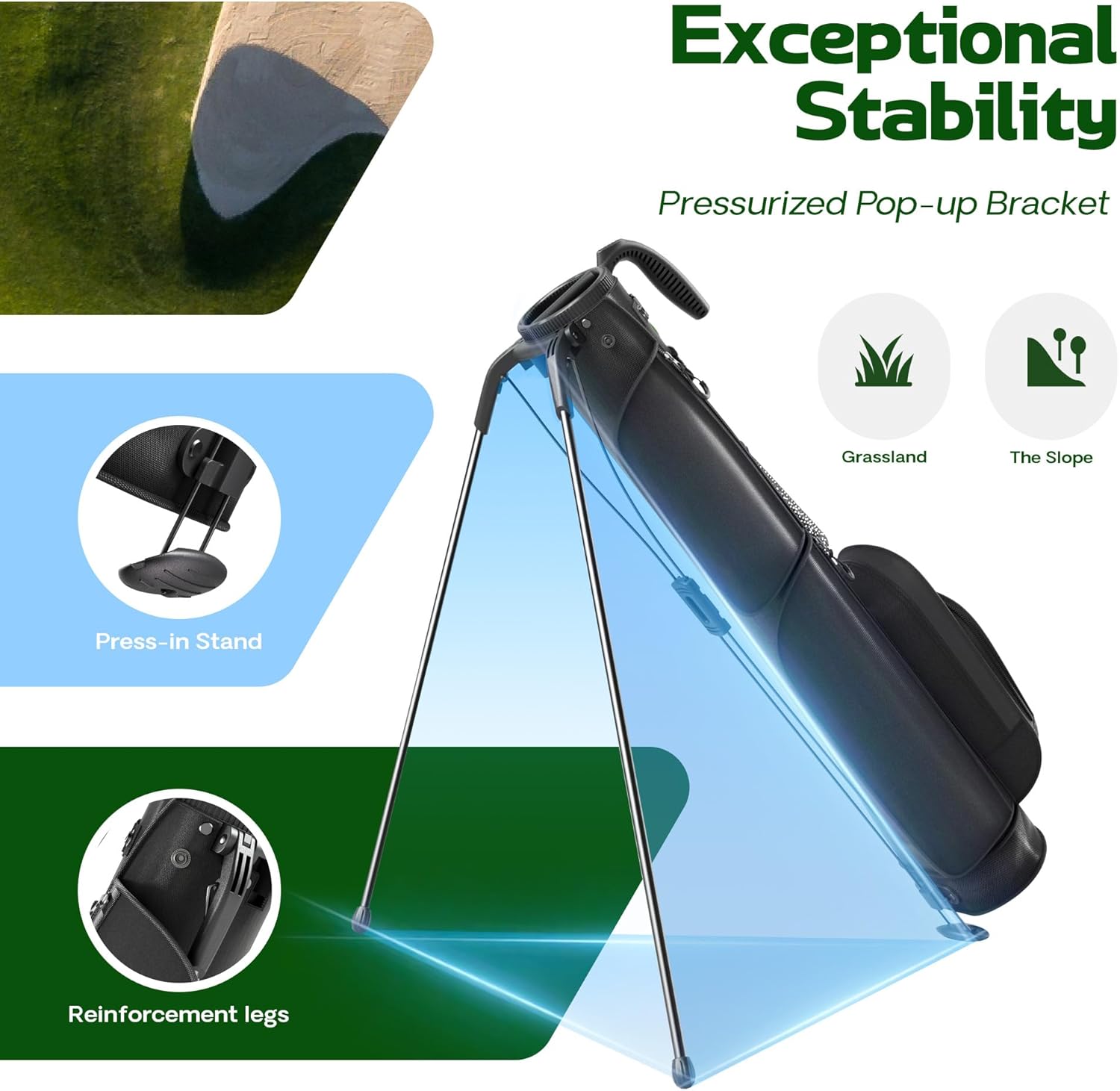 Golf Lightweight Stand Bag, Par 3 Sunday Small Golf Bag with 2 Way Dividers Rain Hood Cooler Pocket Shoulder Strap and Multiple Storage Pockets for Men and Women