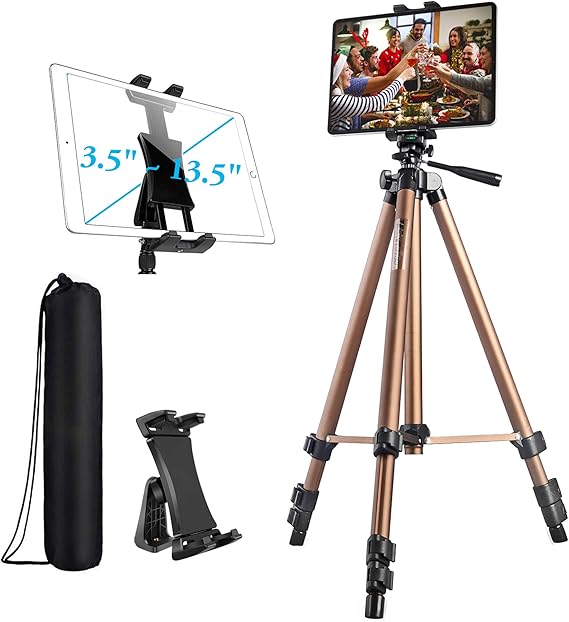 IPad Tripod, Tablet Tripod Stand 53 inch Adjustable Height Aluminum