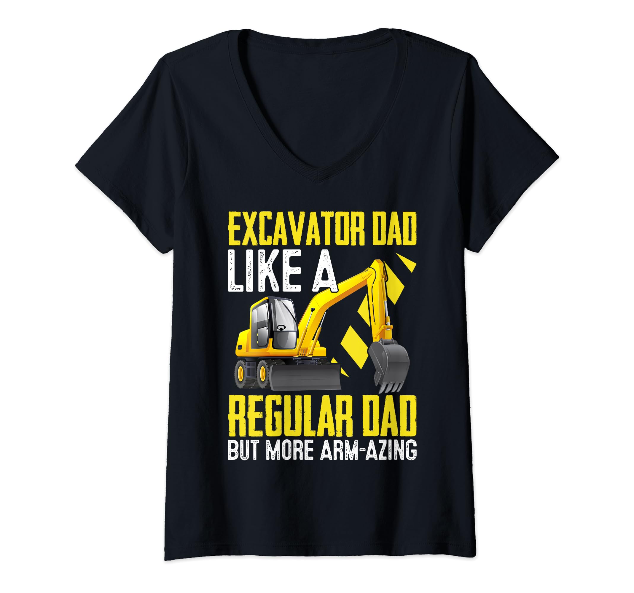 Funny Excavator Operator HEO Excavator Dad Arm-Azing V-Neck T-Shirt