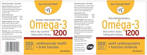 Miniatura 5 de See Yourself Well Cápsulas blandas de aceite de pescado Omega 3 con forma de triglicéridos naturales, 1200 (150 unidades)