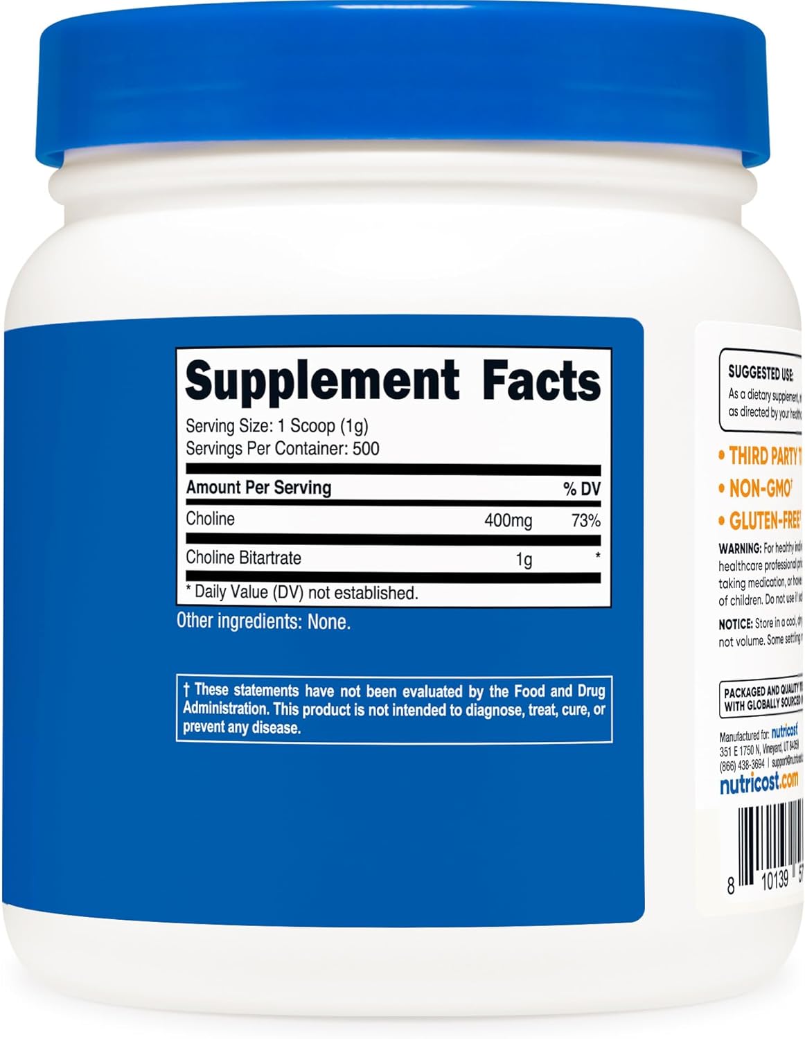 Nutricost Pure Choline Bitartrate Powder 500 Grams - Image 5