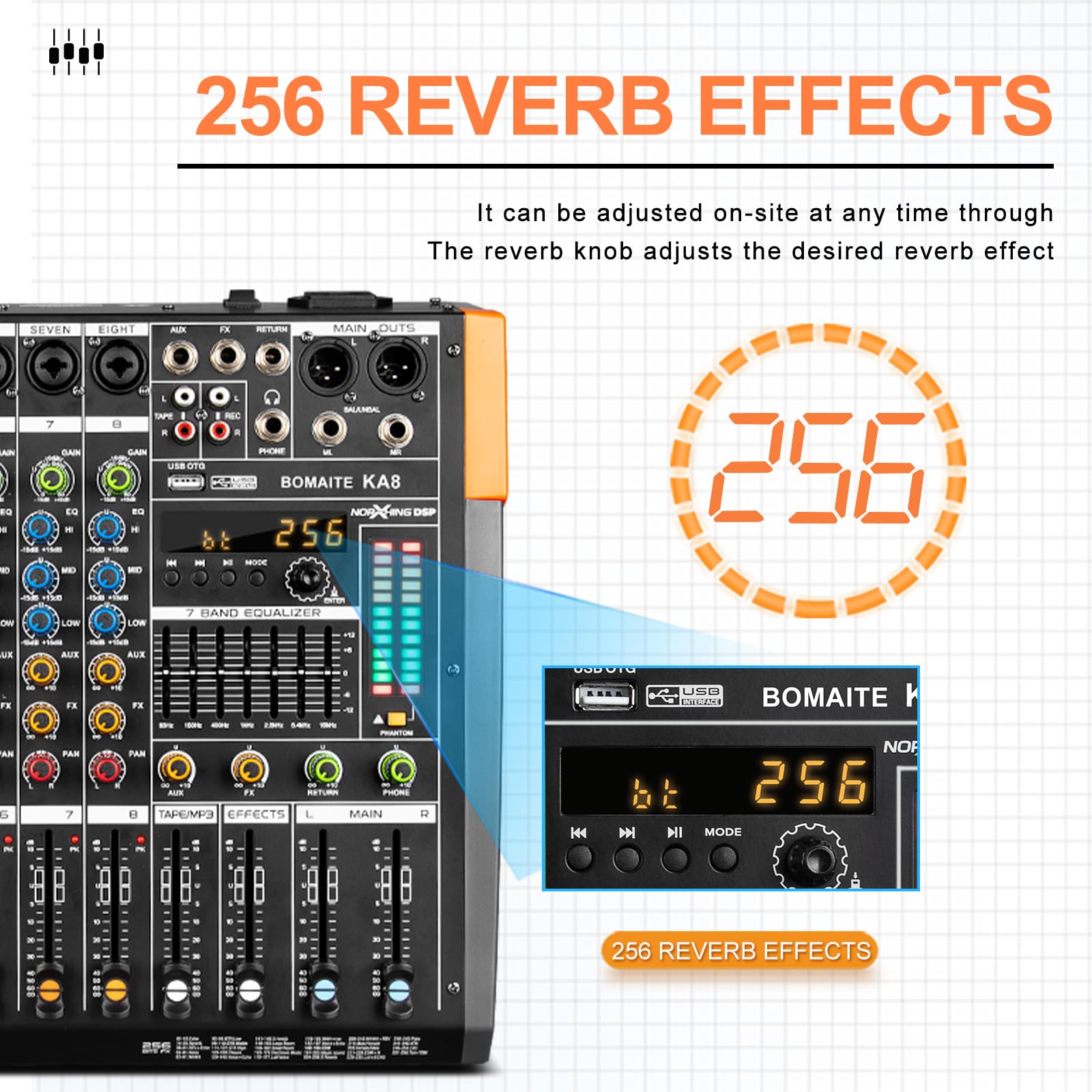 Bomaite KA8 Professional 8-Channel Mixer Audio Interface with