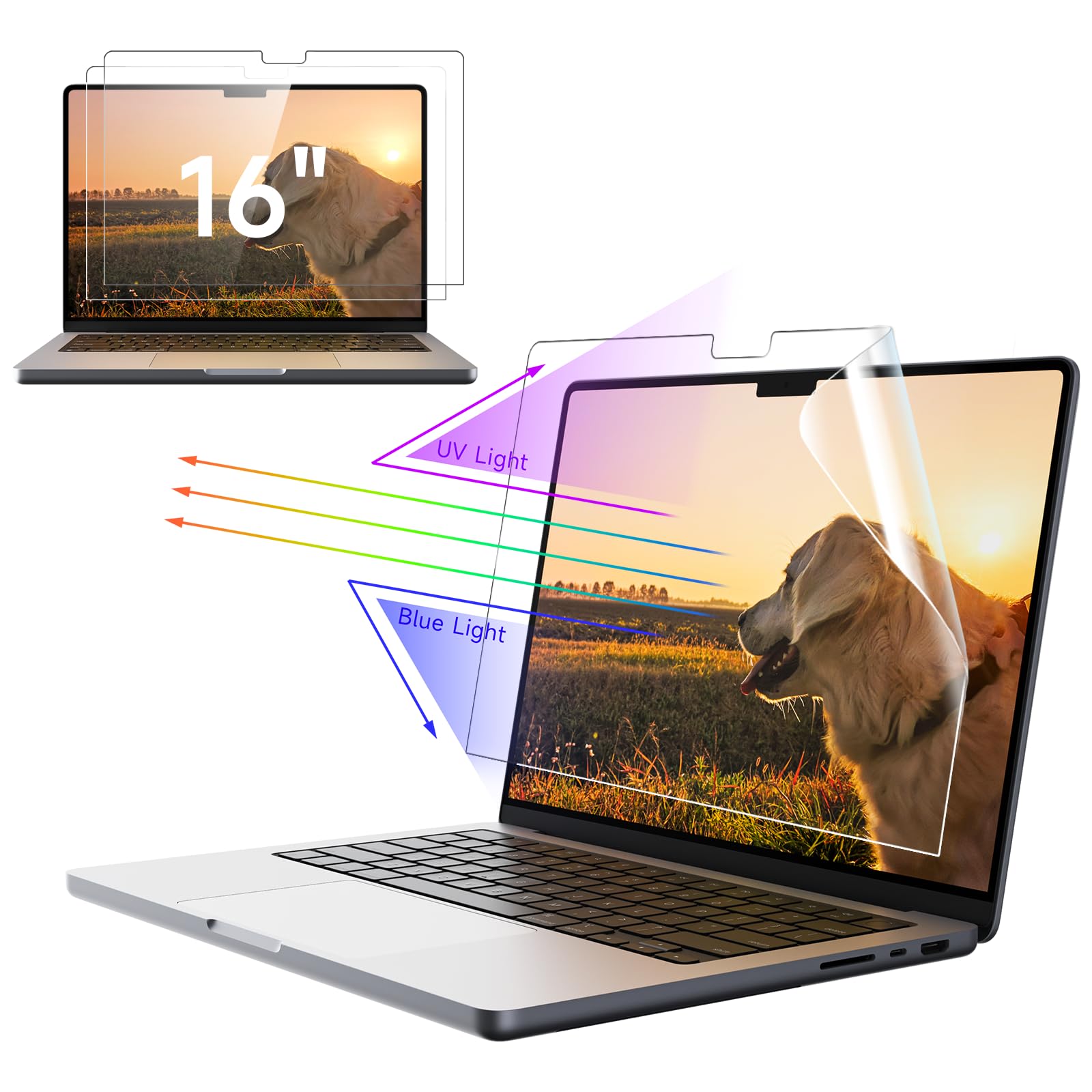 IPROKKO 2-Pack Blue Light Screen Protector for MacBook Pro 16 Inch M1-M5