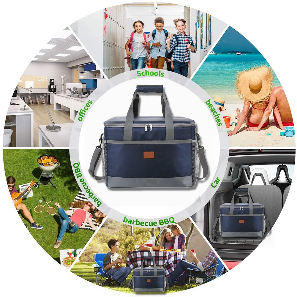Sac Glacière, Sac de Repas, Sac Isotherme, 36L Grande Capacité, avec Bandoulière Réglable, Pliable, Portable, Étanche, pour Pique Nique, Barbecue, Camping, Voyage