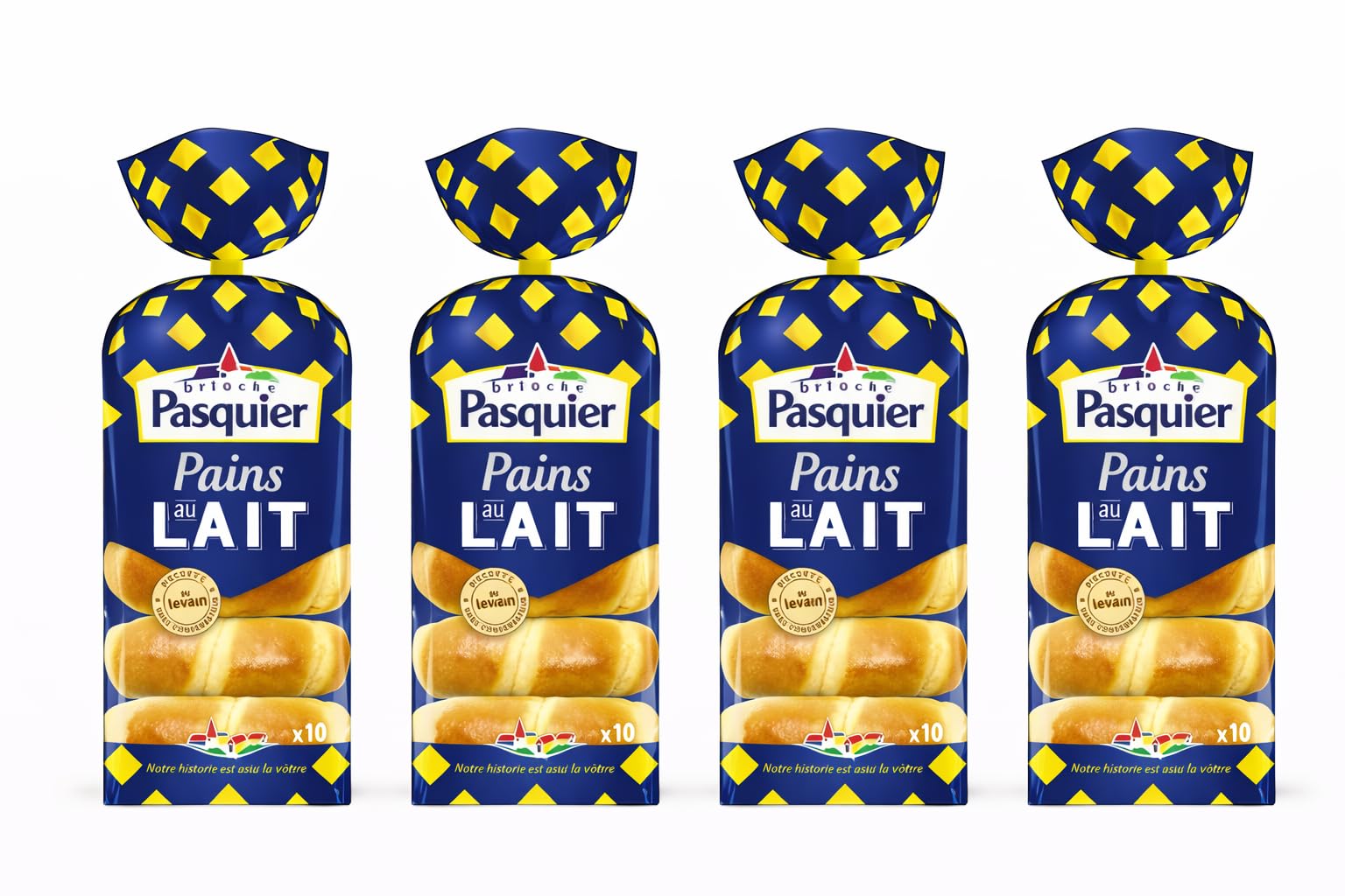 BRIOCHE PASQUIER Pains au Lait Moelleux 350g – Lot de 4 Sachets – Goût Authentique – Petit Déjeuner & Goûter – Offre Spéciale Famille