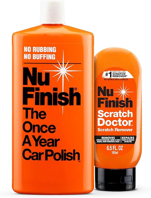 Nu Finish Exterior Car Care Kit with Scratch Doctor Car Scratch Remover (6.5 Fl Oz) and The Once a Year Car Polish (16 Fl Oz)