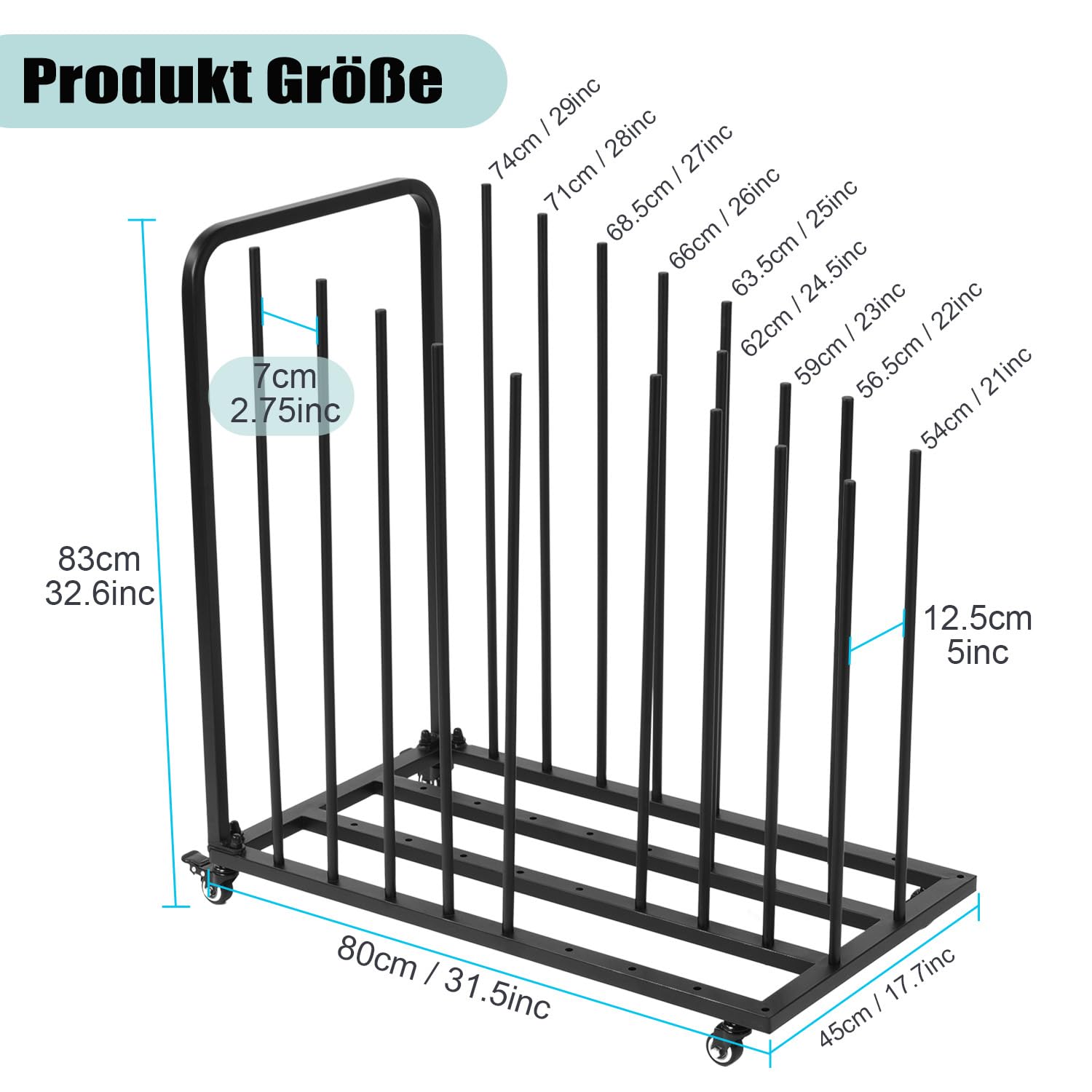 uyoyous Mobile Kunst-Trockengestell 80×83×45cm Trockengestell für Kunst Einstellbares Intervall Kunst Trocknen Rack mit Rollen Bremse für Kunst Leinwänden, Kunstwerken, Drucken
