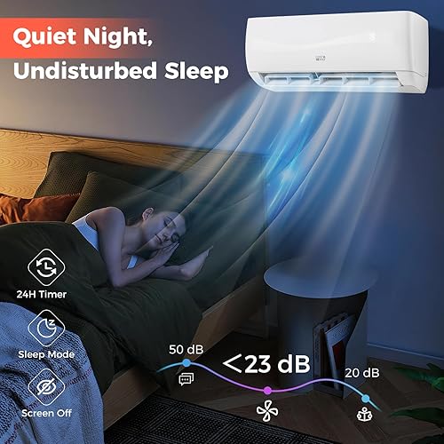 Miniatura 9 de COSTWAY Aire acondicionado y calentador mini split de 9000BTU, 17 SEER2 208-230 V, unidad de CA sin conductos montada en la pared, enfría