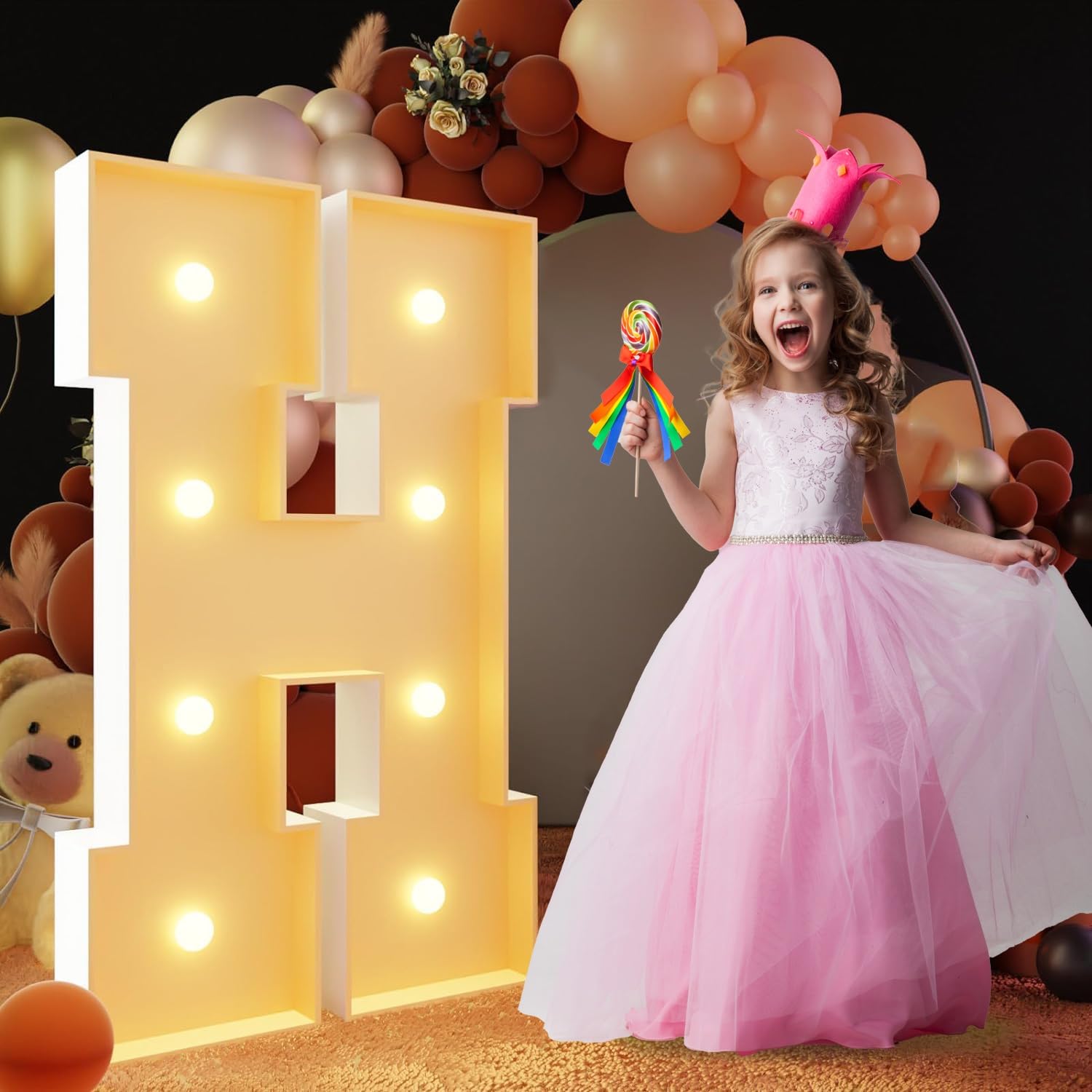 Marquee Light Up Letters LED Warm Light Birthday Party(Letter H,4FT/120CM)