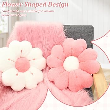 2Pcs Flower Pillows, 34cm Flower Shaped Throw Pillows Daisy Plush Pillow Soft and Fluffy Decorative Bed Pillow Daisy Floor Seat Cushion for Bed Sofa Couch Office Chair Car Foot Cushion