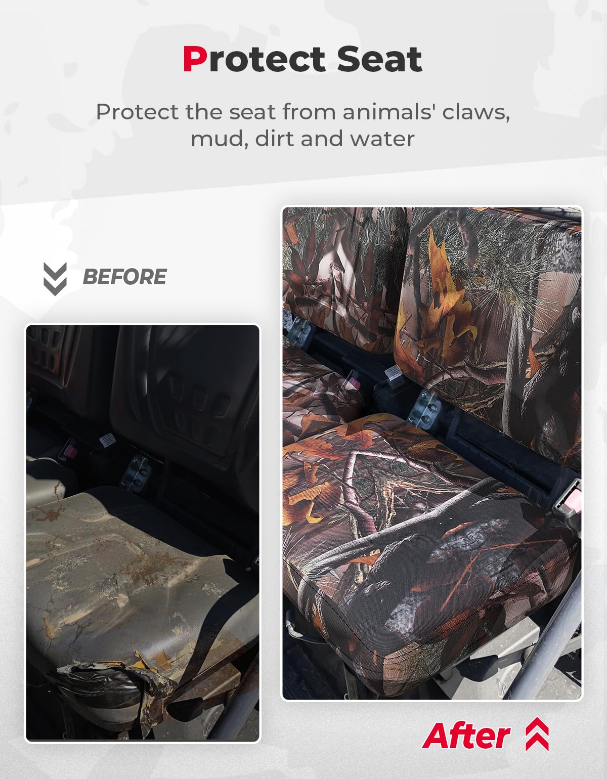 KEMIMOTO Seat Covers Camo Compatible with Kubota RTV X900, RTV X1100, RTV X1120D and 1140 2014-2021 - Image 3