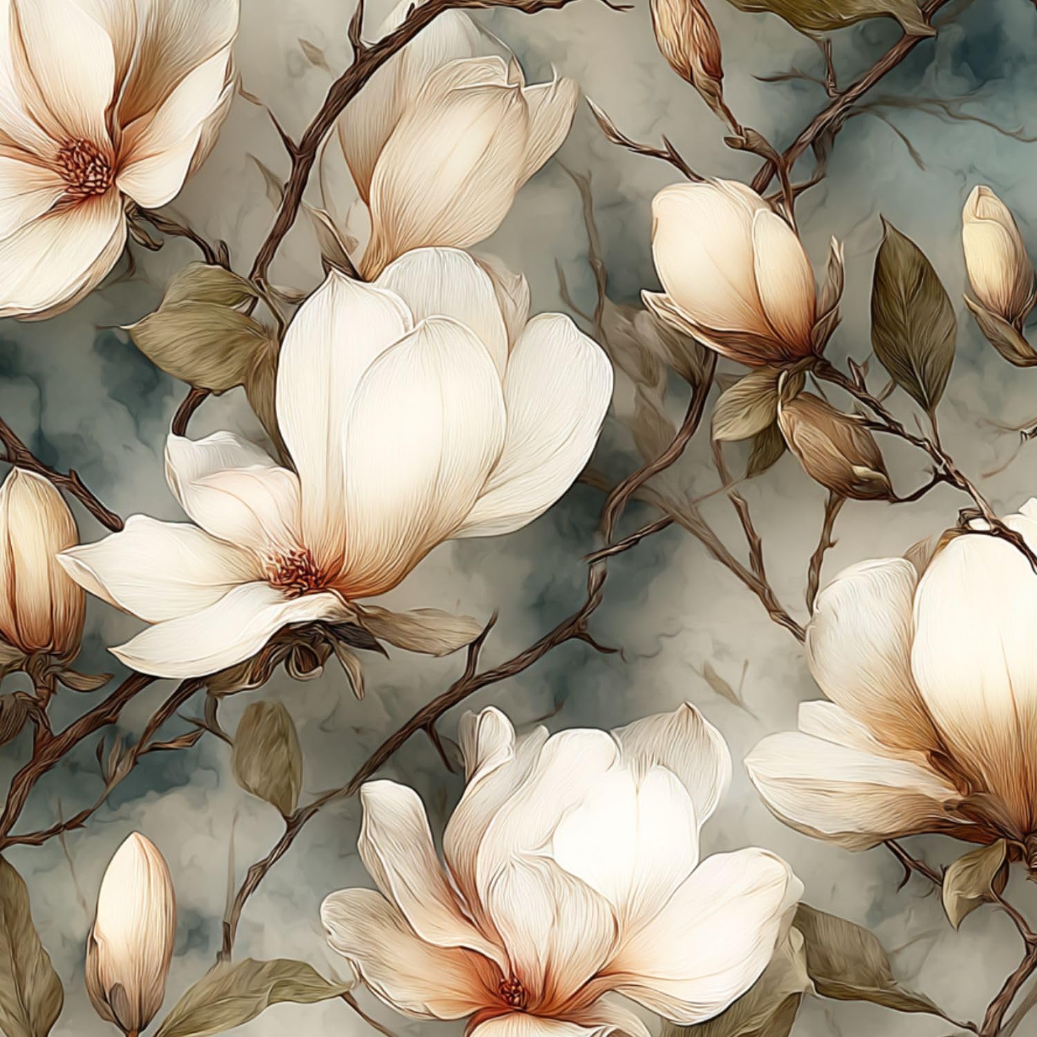 Rivestimento per mensole e armadietti, motivo: rami di magnolia, morbido, autoadesivo, 45 cm x 3 m, carta da parati per mobili da cucina e cassetti