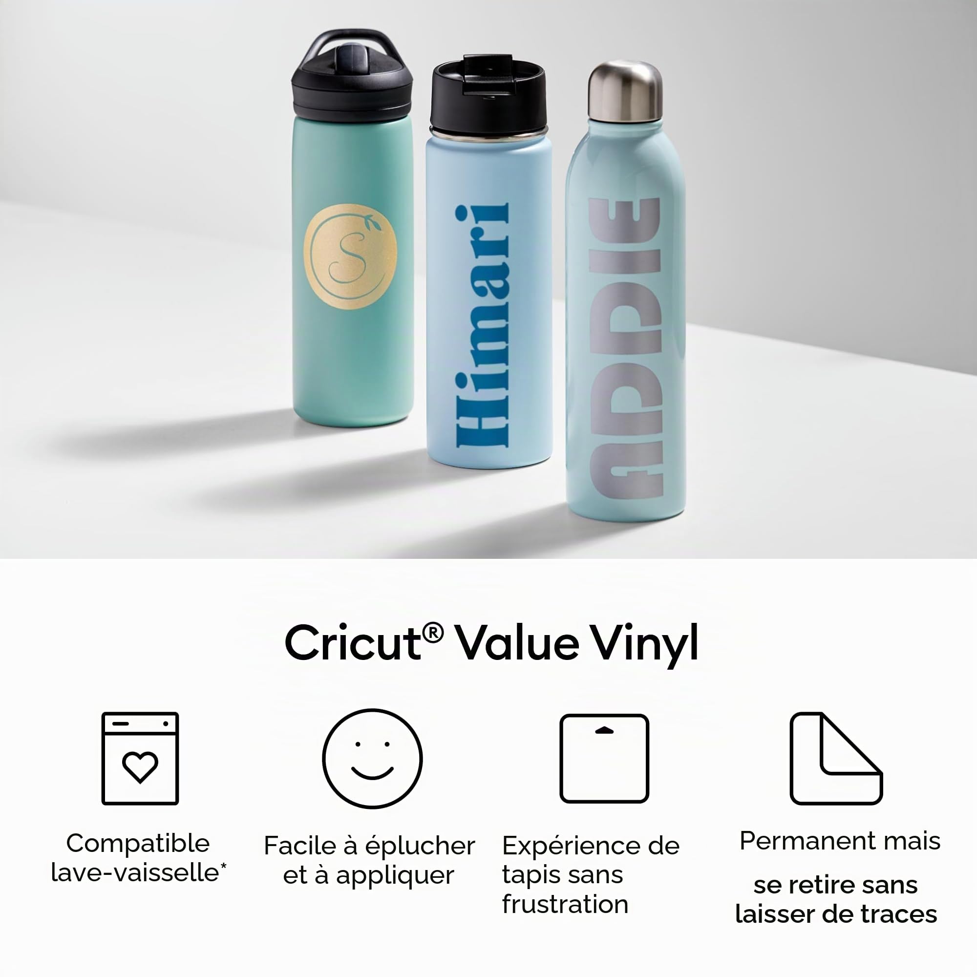Cricut Vinyle Adhésif Permanent | Lot de 50 Feuilles | 30,5 cm x 30,5 cm (12" x 12") | Feuilles de Vinyle Auto-Adhésif pour Plotter, Décoration et Stickers