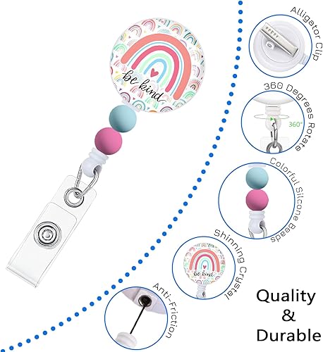 Vista 46 de Immaturus Carrete retráctil con cuentas, lindo y divertido soporte para tarjetas de identificación retráctiles, clips de insignia, llavero para Nave