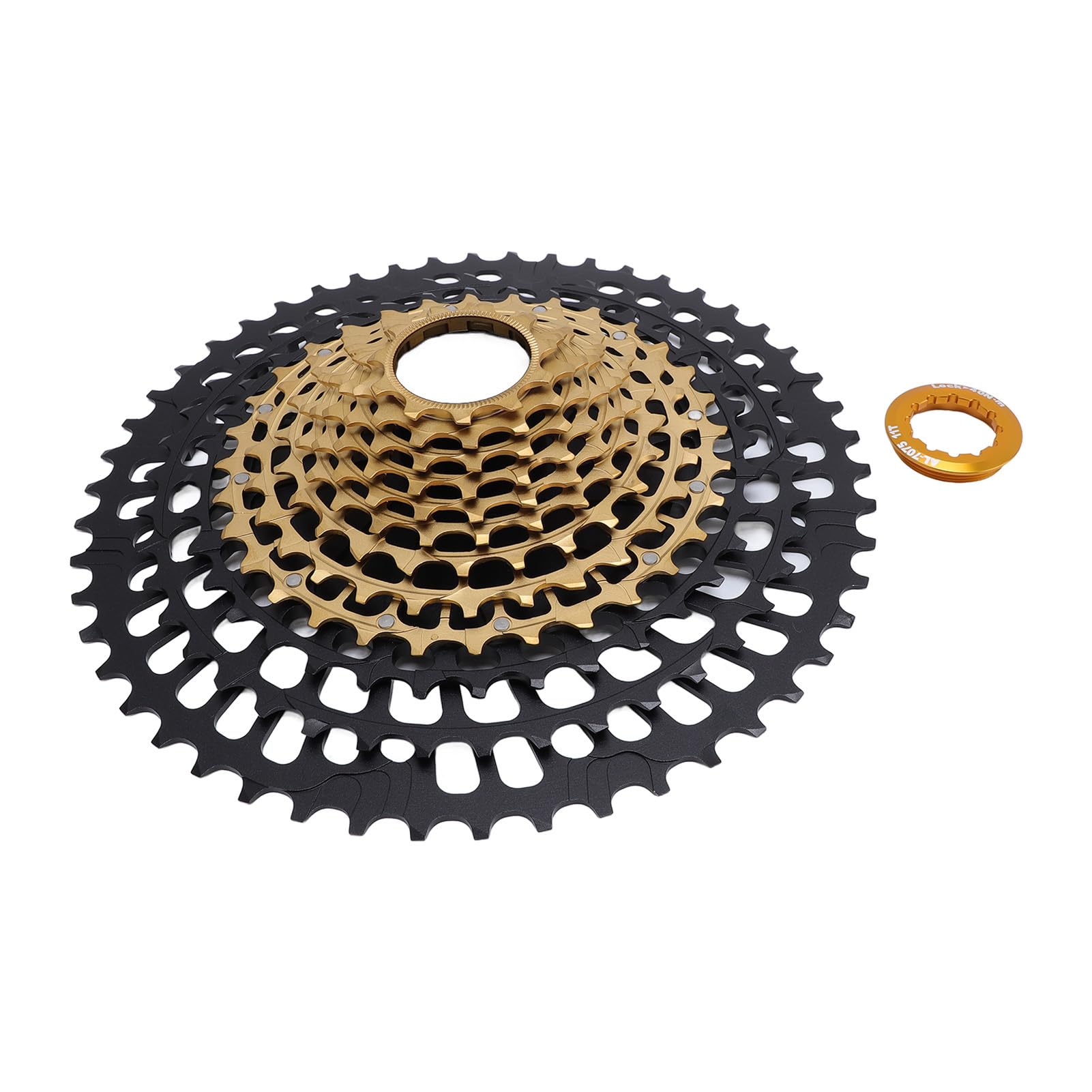 Pongnas Cassetta Premium a 12 velocità in Acciaio e Alluminio da 11 a 50 Denti Pignone Leggero per Mountain Bike Oro