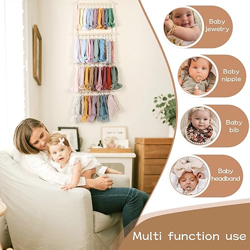 Miniatura 3 de POVETIRE Soporte para diadema para niñas, diademas de bebé, accesorios para el cabello, organizador de almacenamiento para colgar en la pared para