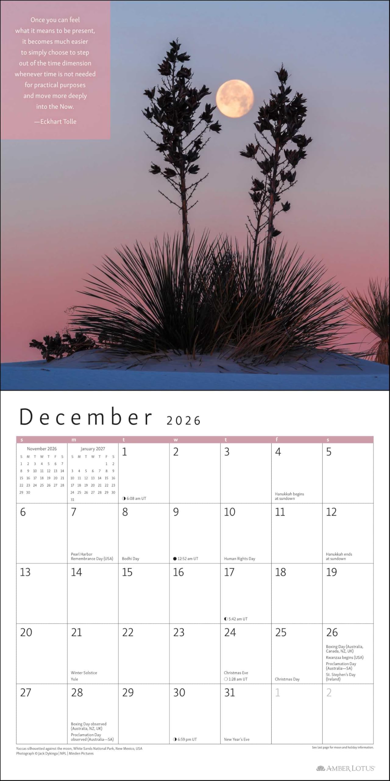 The Power of Now 2026 Wall Calendar: A Year of Inspirational Quotes