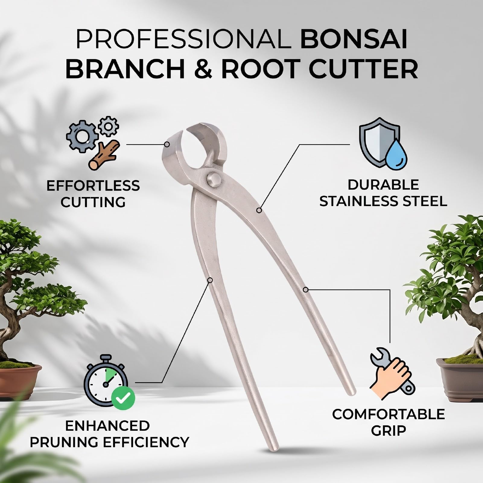 Tagliapiante Bonsai con Impugnatura Comoda, 21cm, per Potatura