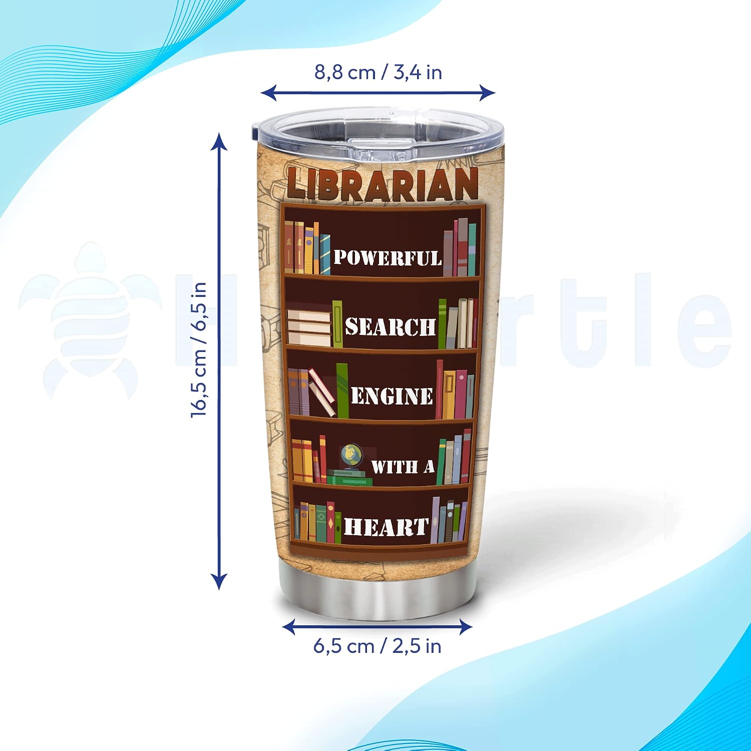 Hyturtle Personalized Gifts For Book Lover - Birthday Christmas - Reading Book Custom Name Stainless Steel Tumbler 20oz With Lid - Book Lover Gifts For Her Women Girl Friend, Bookworm