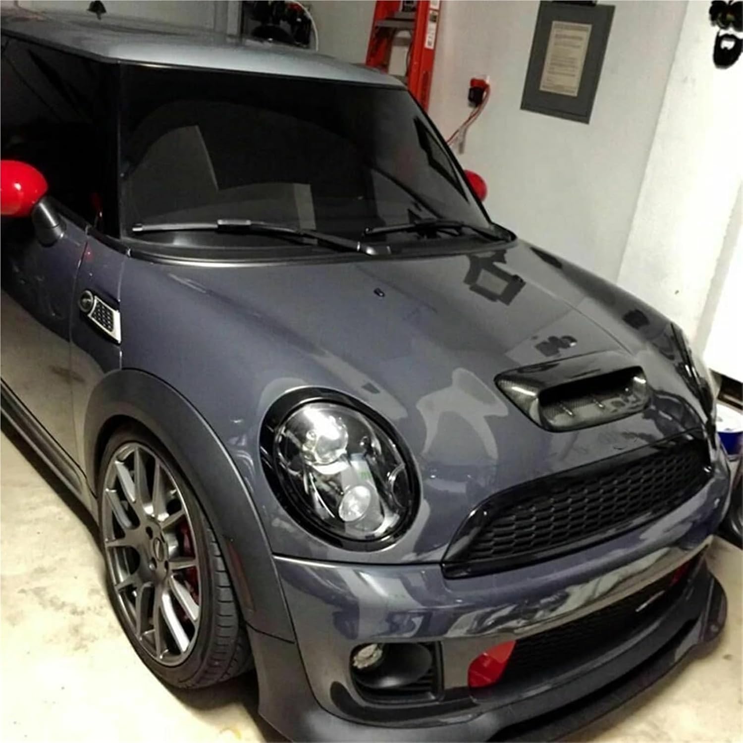 Front Engine Hood Scoop Carbon Fiber Air Vent Outlet Bonnet Cover Trim Compatible With Mini Cooper S R56 R55 R57 R58 R59 2007-2014