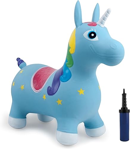 Small World Toys Gertie - Caballo de unicornio hinchable, animales hinchables para niños pequeños de 1 a 3 años, juguete inflable de salto con