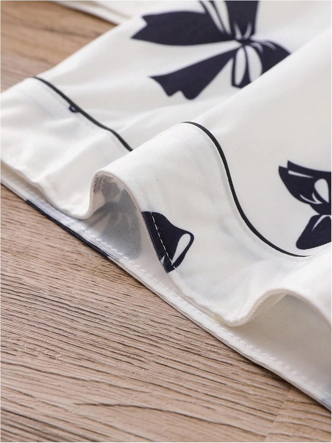 SHENHE Women's Pajama Set Bow Print Short Sleeve Button Down Sleep Shirt Pj Shorts Loungewear - Image 5