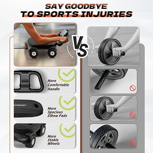 Miniatura 6 de EAST MOUNT Rueda de rodillo abdominal  Rodillo abdominal con soporte de codo para entrenamiento de núcleo, grasa del vientre, rueda abdominal de