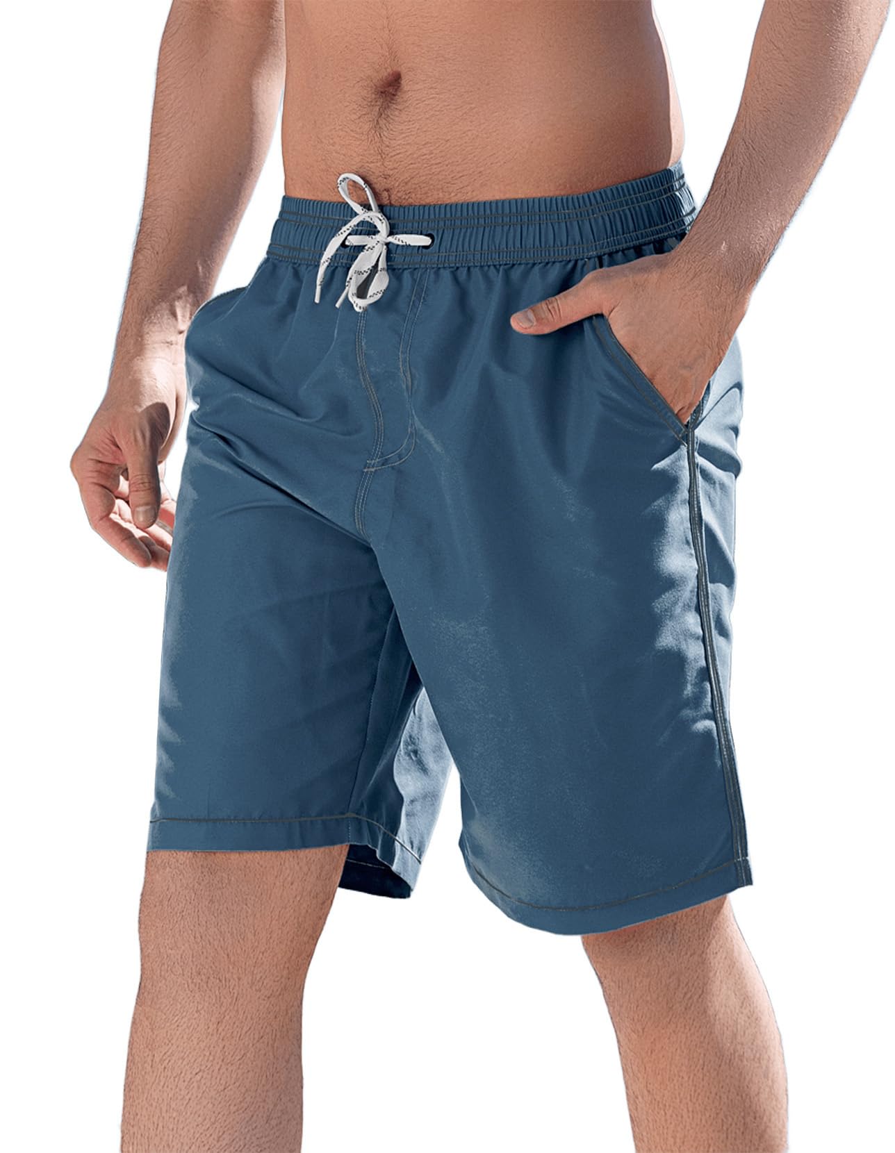LYRIKER Schnelltrocknende Pro Badeshorts mit Mesh-Innenslip & Taschen, Wasserabweisende Herren Badehose Lang Boardshorts Sport Shorts