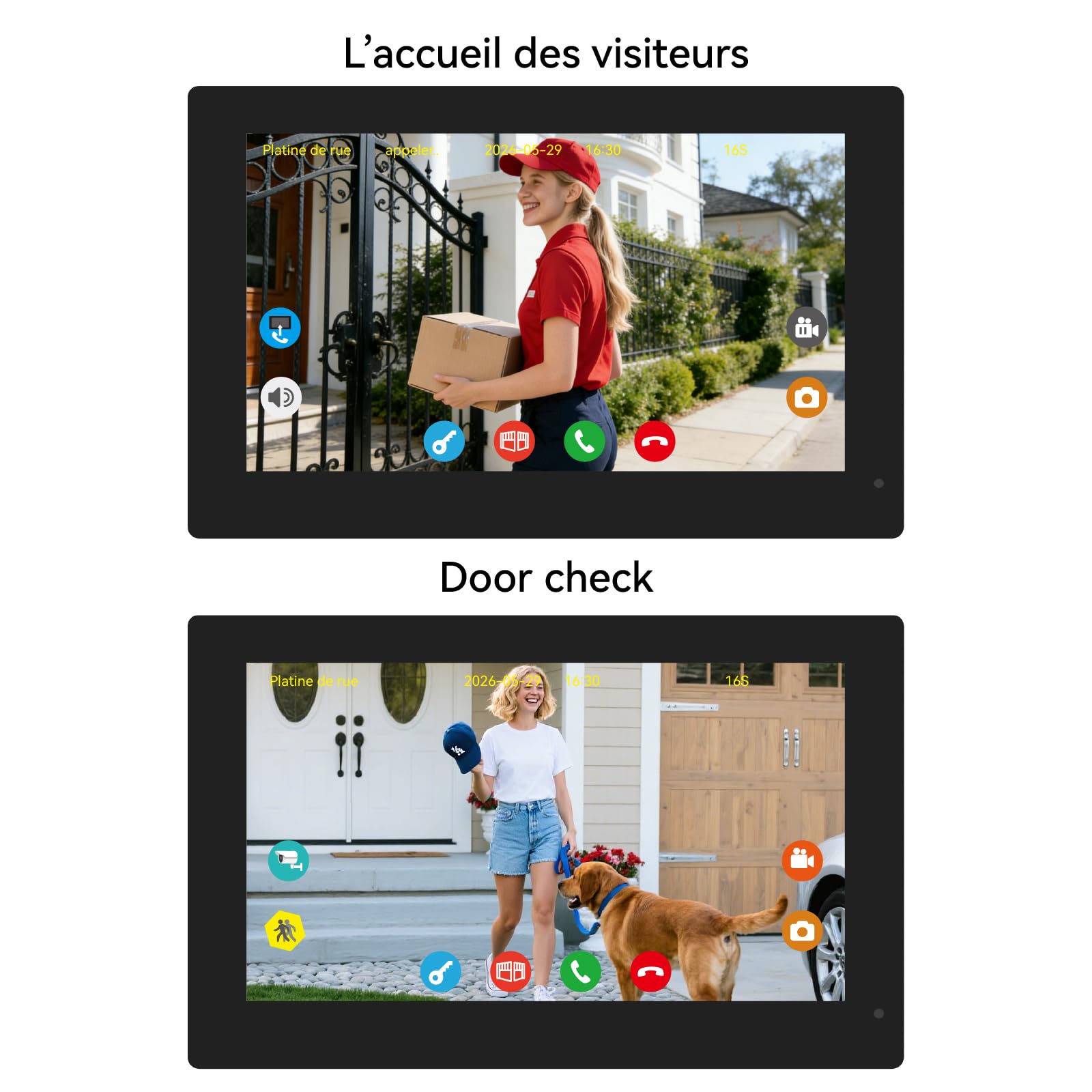 Interphone vidéo avec écran Tactile 7 Pouces Compatible Uniquement avec Les systèmes de Sonnette vidéo 1080p KW02-IP7, KW06-IP7, KW02-IP10 et KW07-IP7-kit