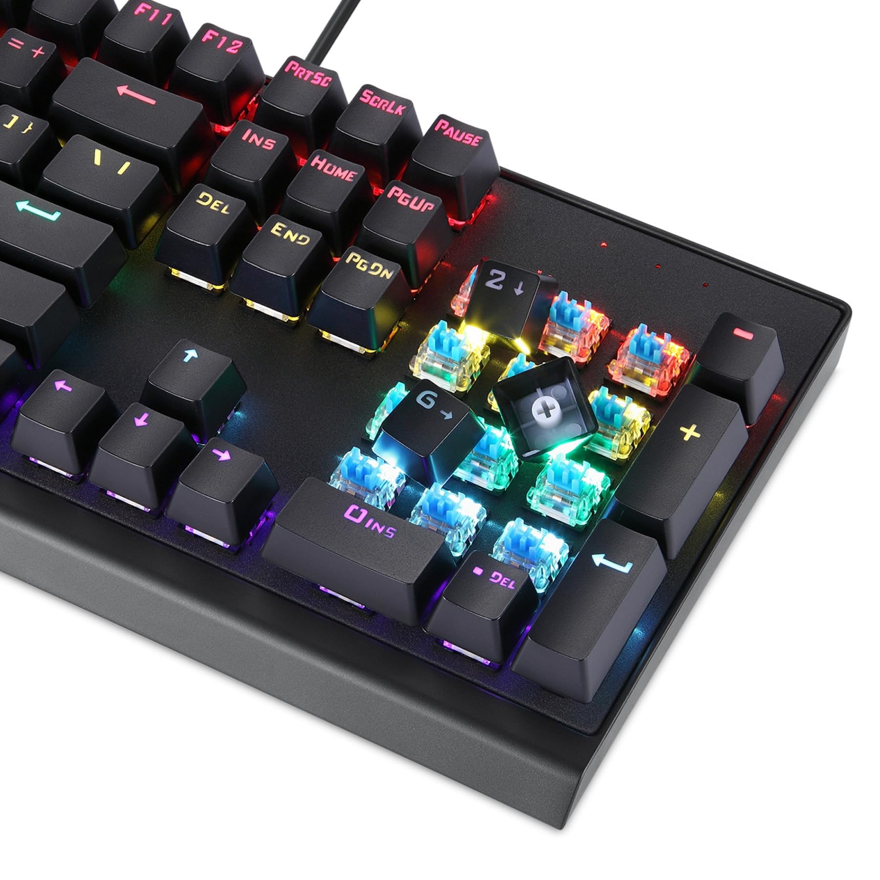 ADMLZQQ Klawiatura Gamer TKL 104 klawisze przewodowe USB, 24 gatunki efektów świetlnych LED - kompaktowa klawiatura gamingowa bez klawiatury numerycznej do PC/PS4/PS5/Xbox
