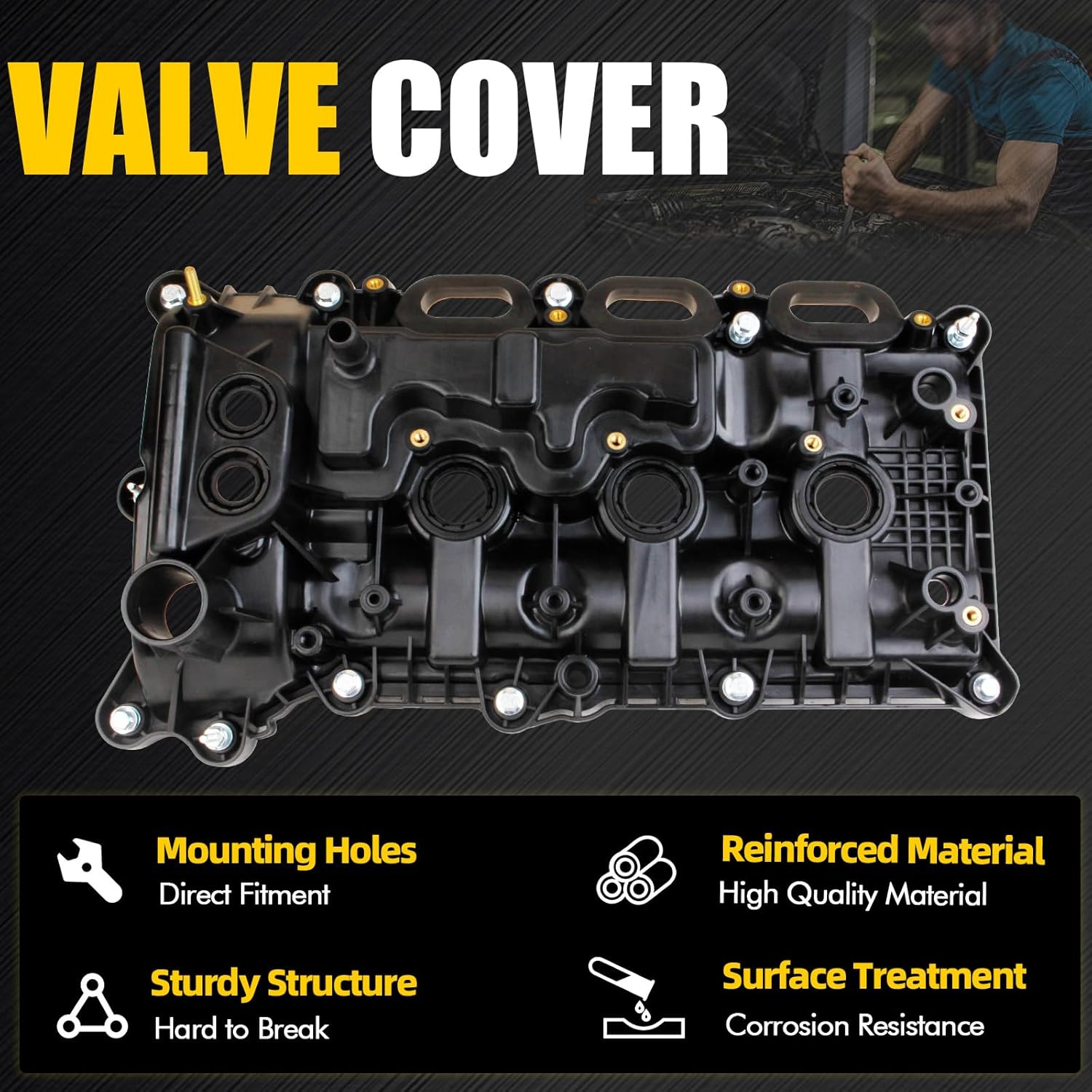 Engine Valve Cover Left Side Compatible with 2017-2022 Ford F-150 Expedition 2018-2023 Lincoln Navigator 3.5L Replace HL3Z6582G