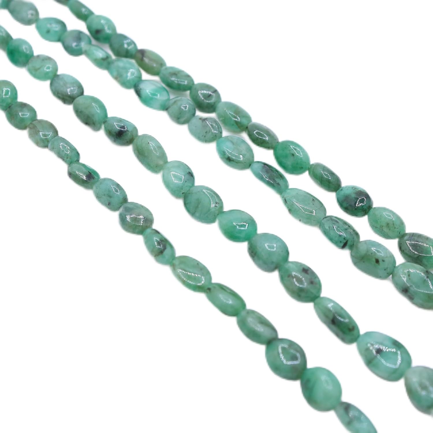 2 Line Emerald Mala Necklace Women & Mens Bead Strand Necklace May Birthstone Jewelry Unique Cabochon Groom Necklace Fine Green Jewelry Christmas Jewelry