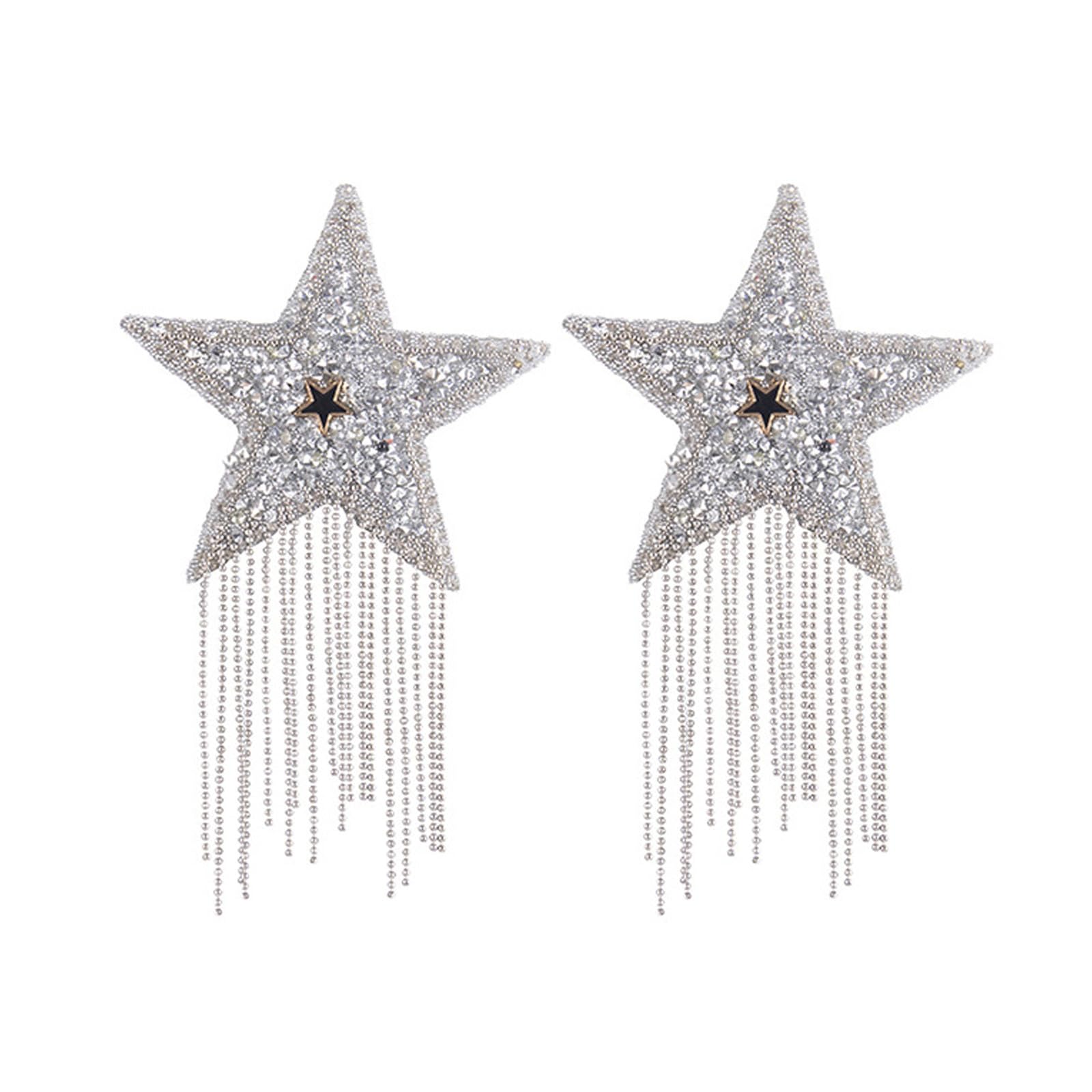 Nucelit Unisex Silver Reusable Nipple Covers Pasties Stickers Pentagrams Tassels Sticky Breast Petals For Women Girls Pentagrams Tassels Nipple