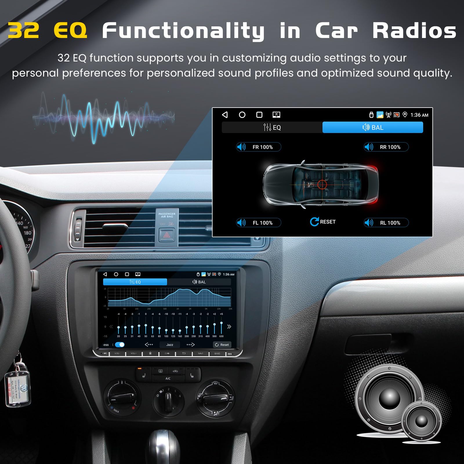 Inefala 4G+64G Android 15 Autoradio per VW Polo Golf Caddy Tiguan Touran Passat Seat, 9 Pollici Schermo Stereo Auto Bluetooth con Wireless CarPlay e Android Auto GPS WiFi RDS/FM SWC MIC Retrocamera