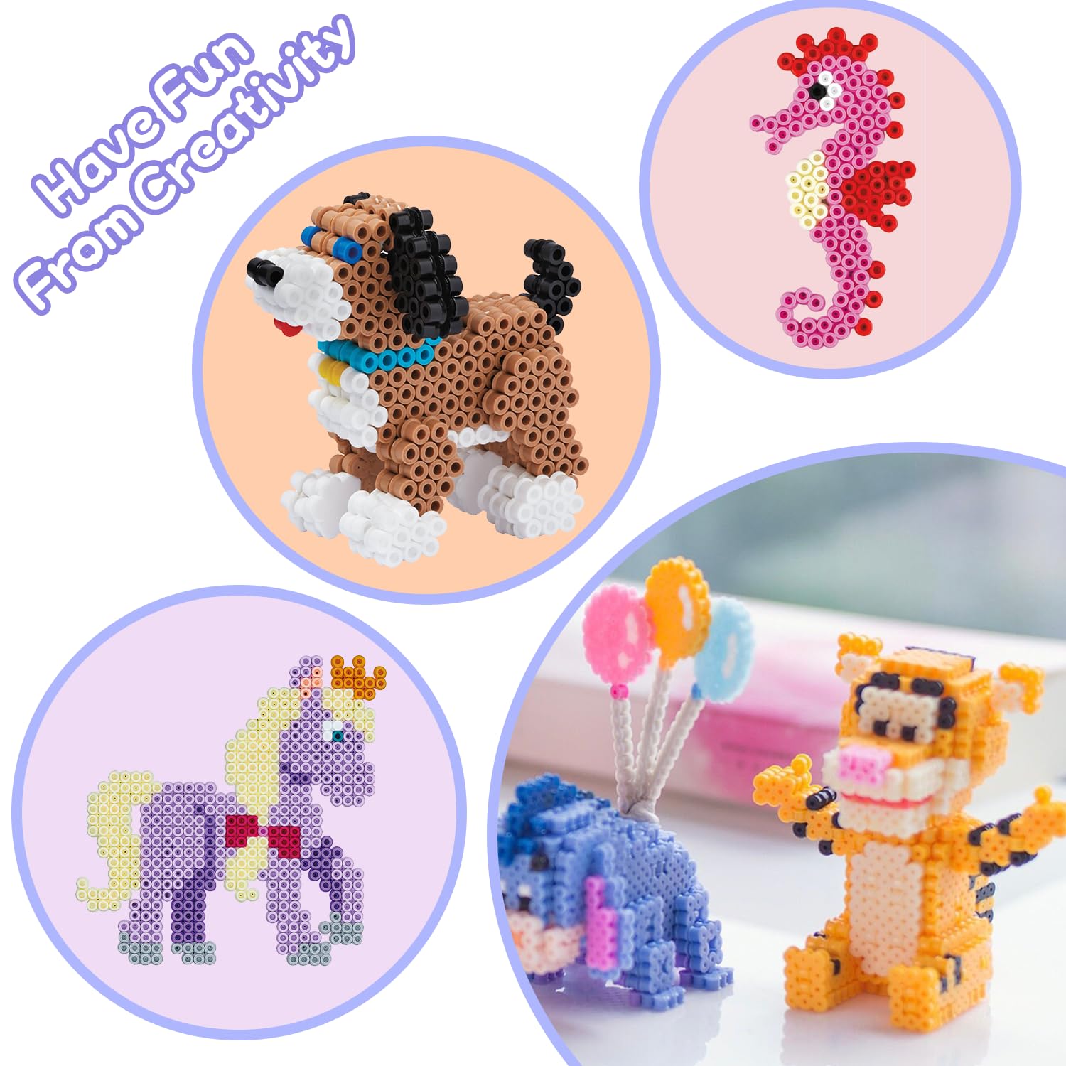 Set 6300 Perline Da Stirare 24 Colori 5mm - Kit Completo Con Piastre, Modelli E Accessori - Regalo Creativo Per Bambini - 2