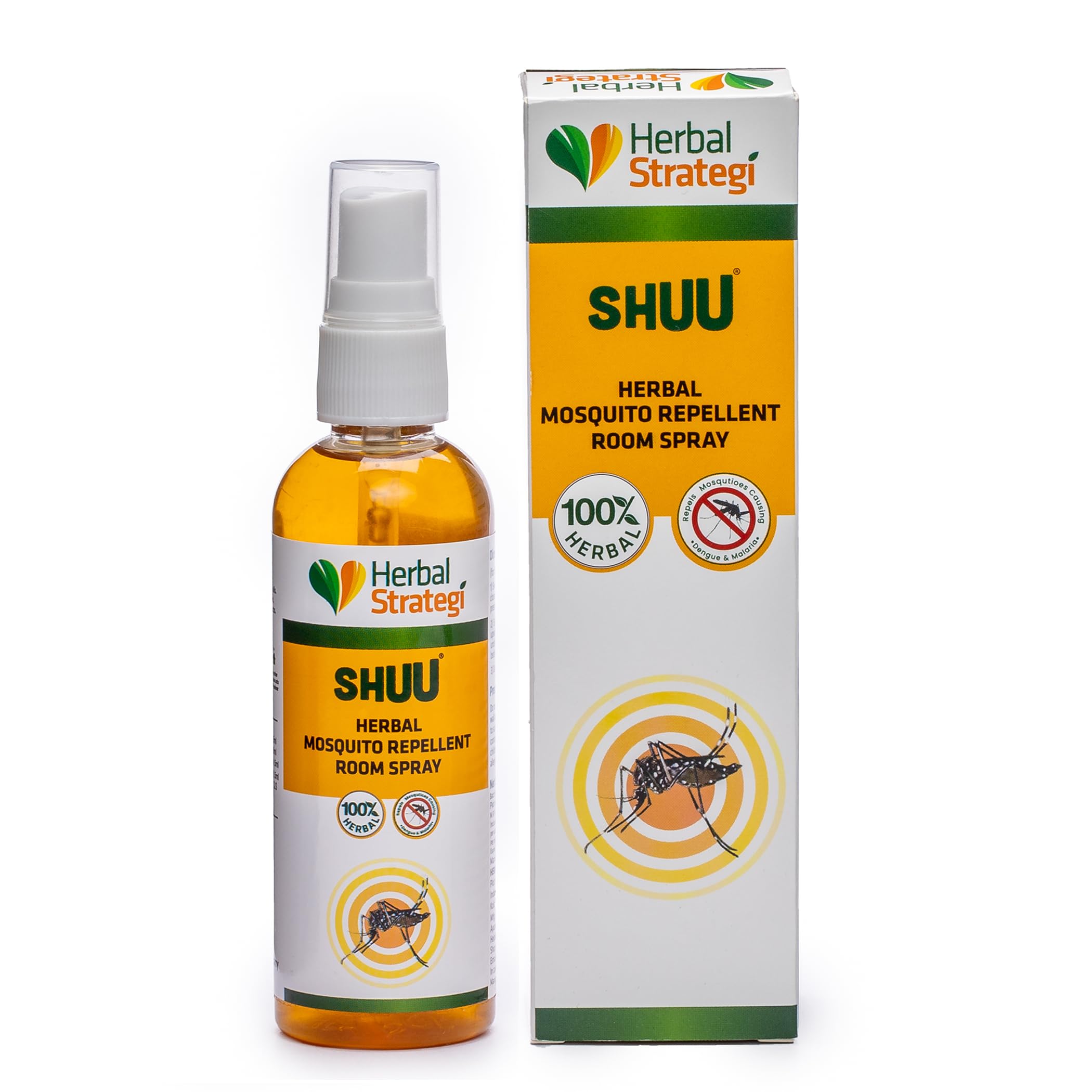 Herbal Strategi Mosquito Repellent Room Spray - 100ml | Effective against mosquitoes causing Dengue Zika Chikungunya | 100% Herbal and Chemical free | Baby and Pet safe | Ayush certified