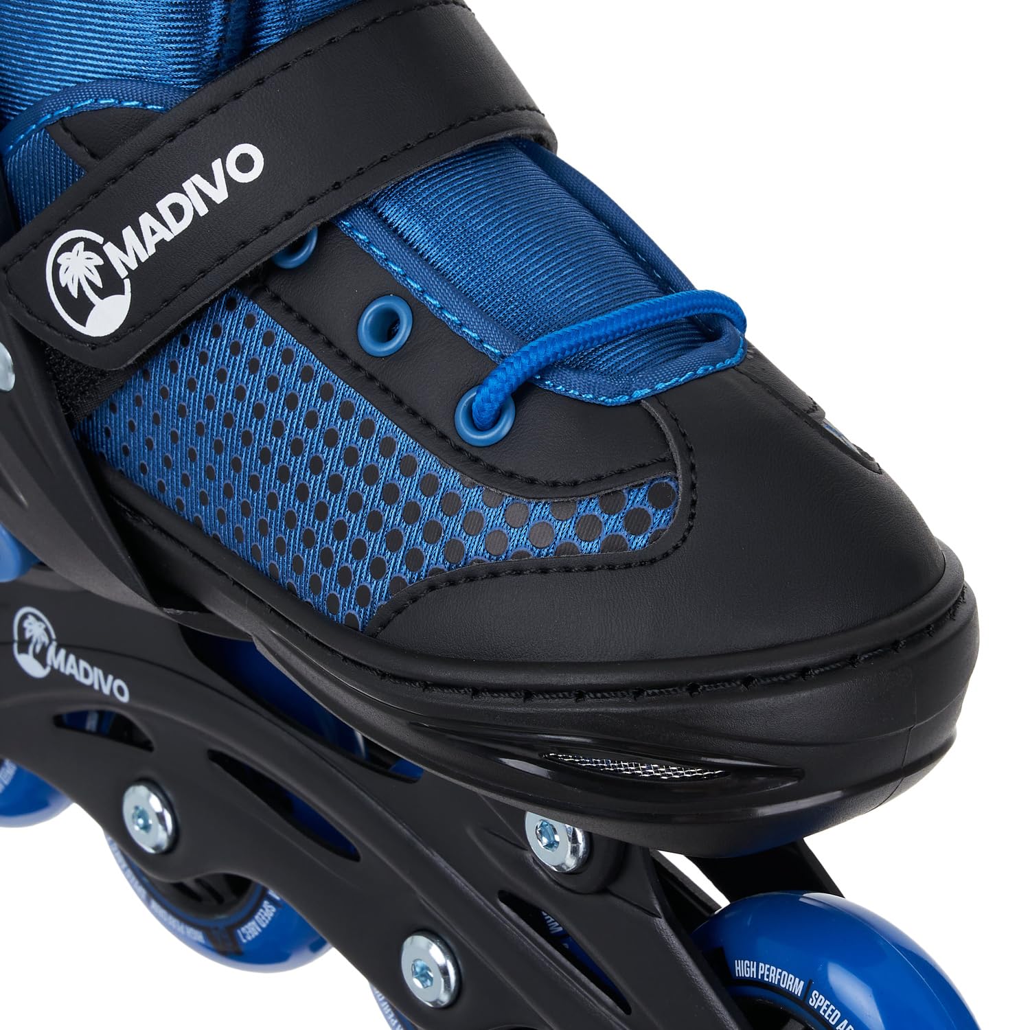 Madivo Horizon Boy Łyżworolki z łożyskiem kulkowym ABEC-5, dla mężczyzn - młodzieży - dzieci, czarne/niebieskie, rozmiary: 30-33, 34-37, 38-41