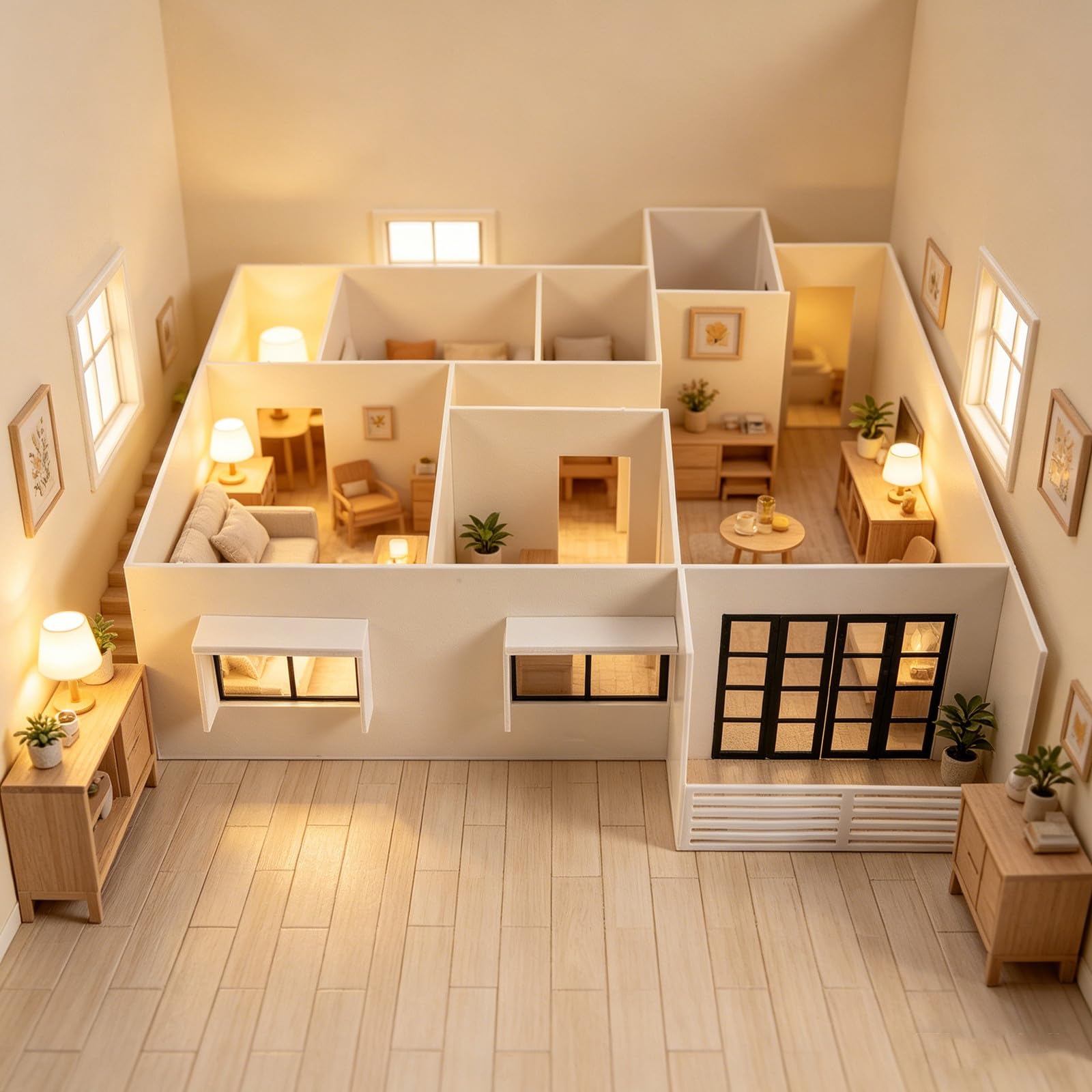 1 Set Maqueta de Edificio 1:50 Casa Residencial Moderna de Pueblo, Arquitectónica Ensamblada para Diorama de Maqueta de Tren (Apartamento Pequeño H)