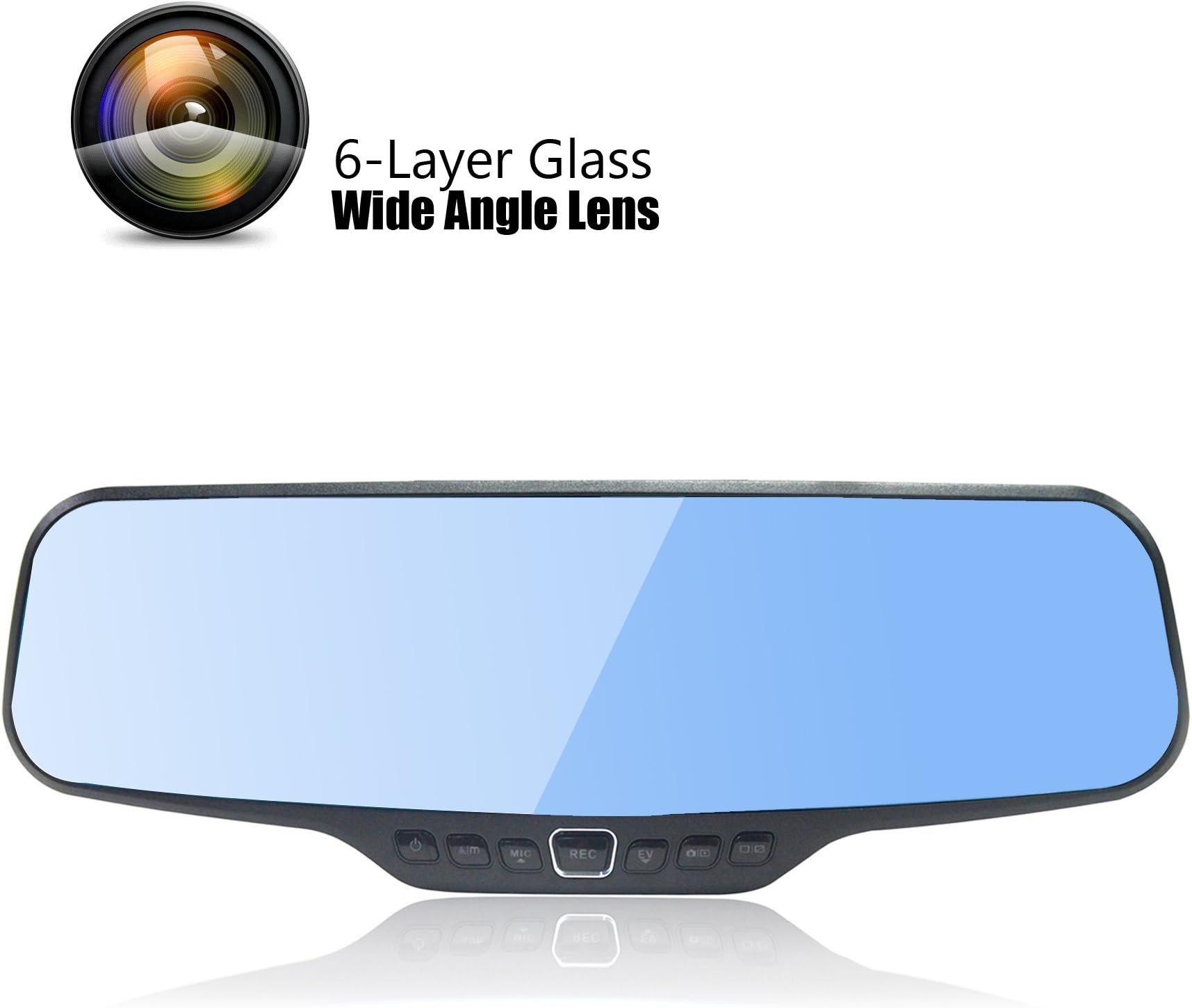 MAISI® 1296P Dash Cam with Rear View Mirror, IN-CAR Vehicle Dash Camcorder (4-Mega Pixels, Video/Sound Record, 3-Inch Display Screen, 150 Degree Wide Angle G-Sensor, Black)